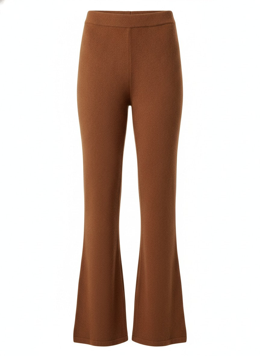 Women's Brown Flared Knit Lounge Pants