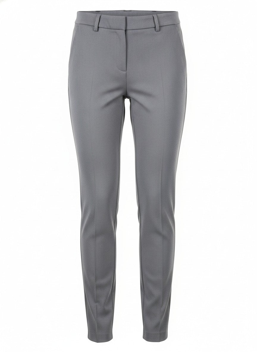 Women's Gray Slim Fit Stretch Trouser Pants