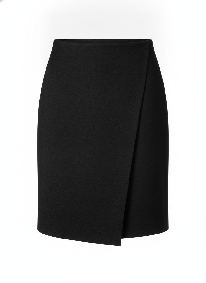 Women's Black Wrap Front Skirt