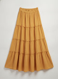Women's Yellow Tiered Boho Maxi Skirt