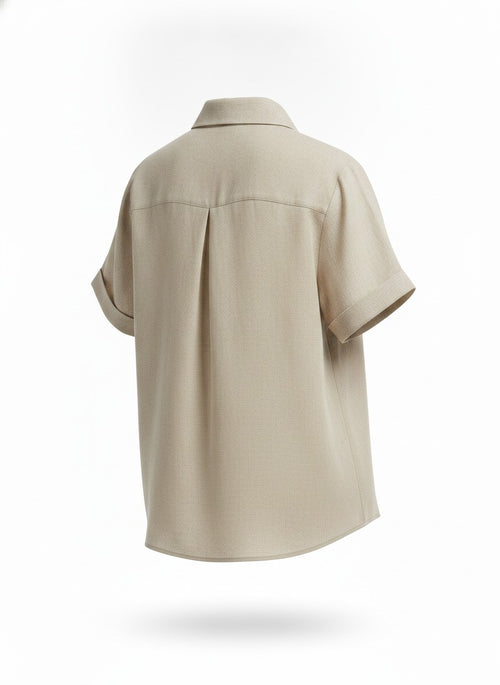 Women's Beige Button Front Top